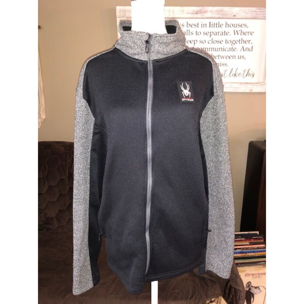 Spyder Black & Gray Full Zip Jacket with Stand Collar